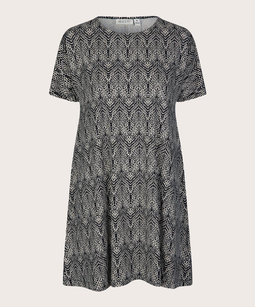Bedruckte Jersey-Tunika mit kurzen Ärmeln, Black