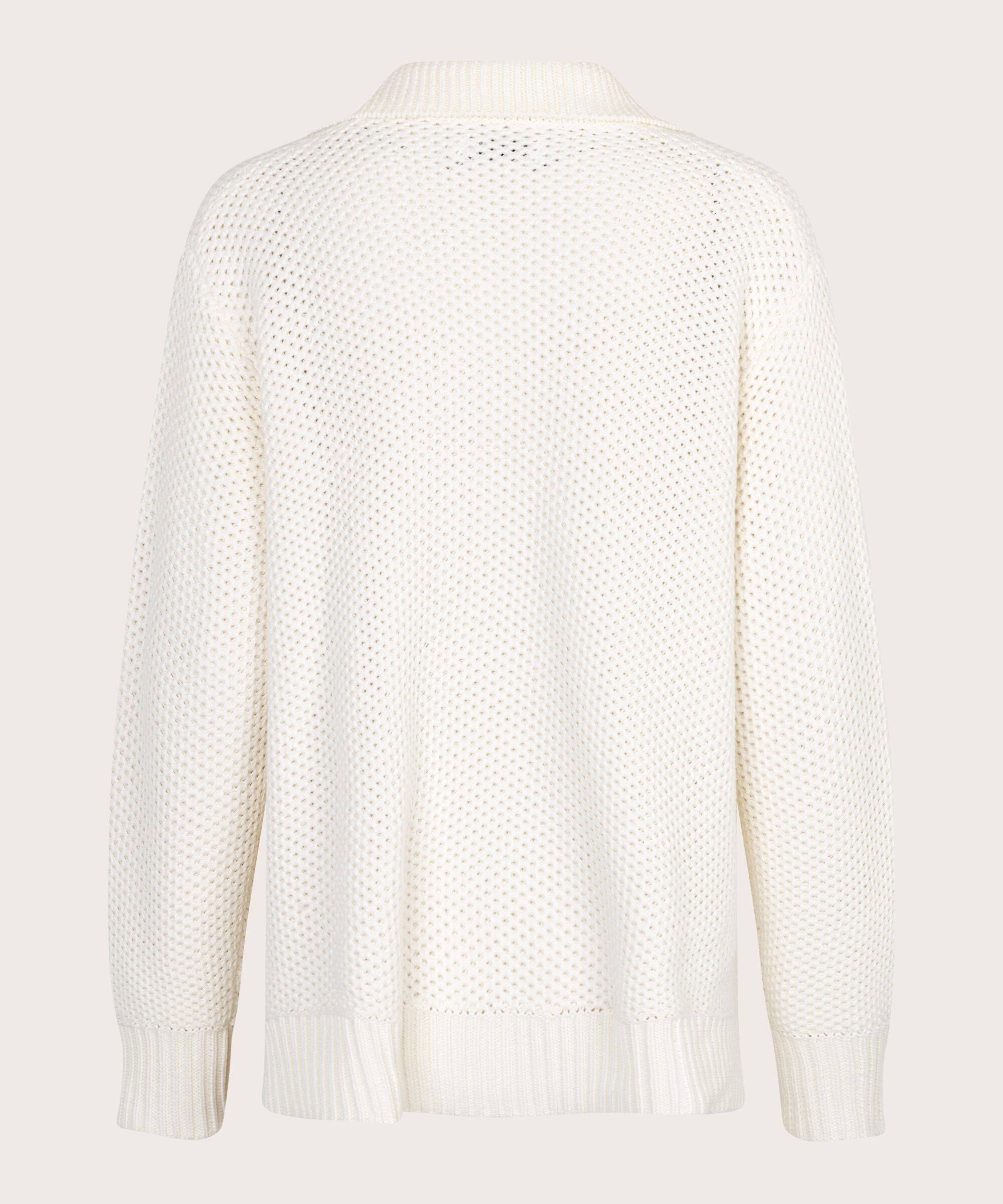 Top aus gestrickter Baumwolle mit V-Ausschnitt, Jet Stream