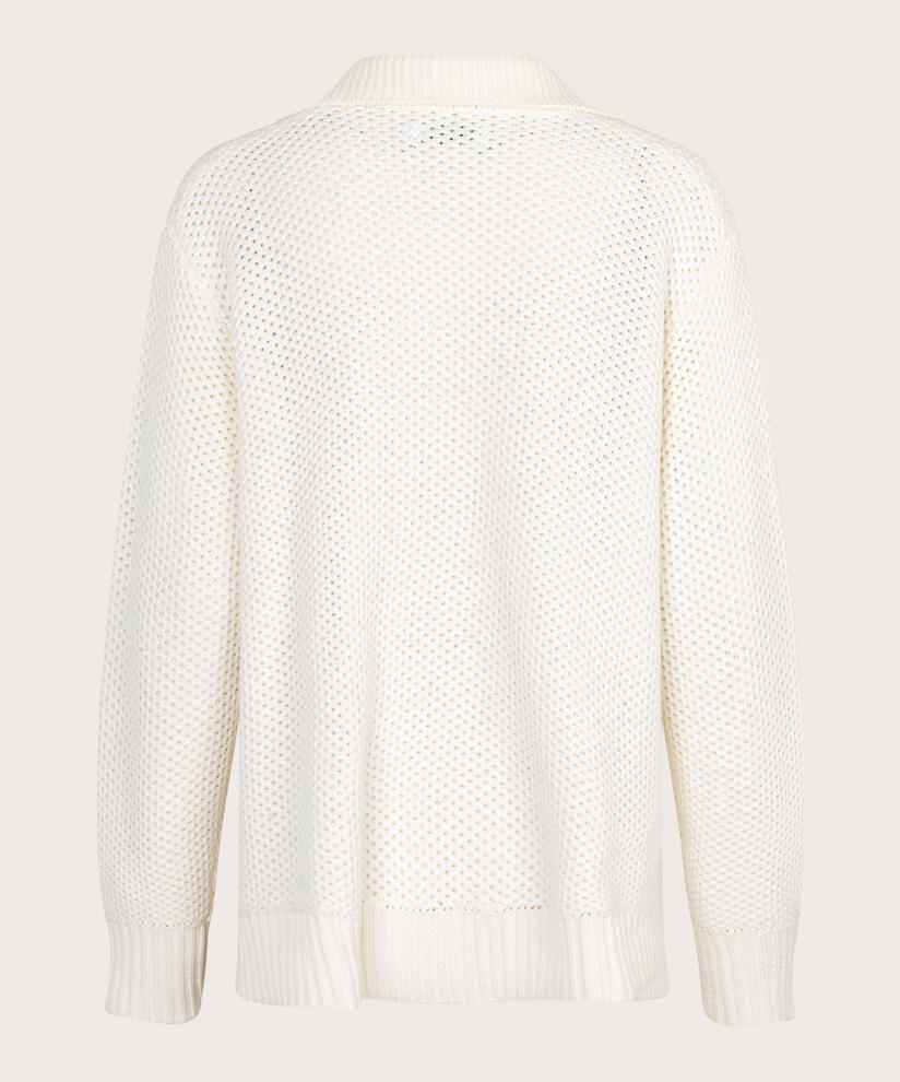 Top aus gestrickter Baumwolle mit V-Ausschnitt, Jet Stream