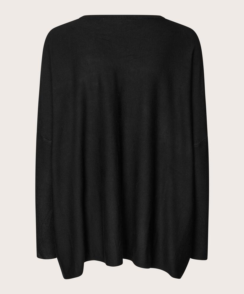 weicher Strickpullover mit Strassmuster, Black