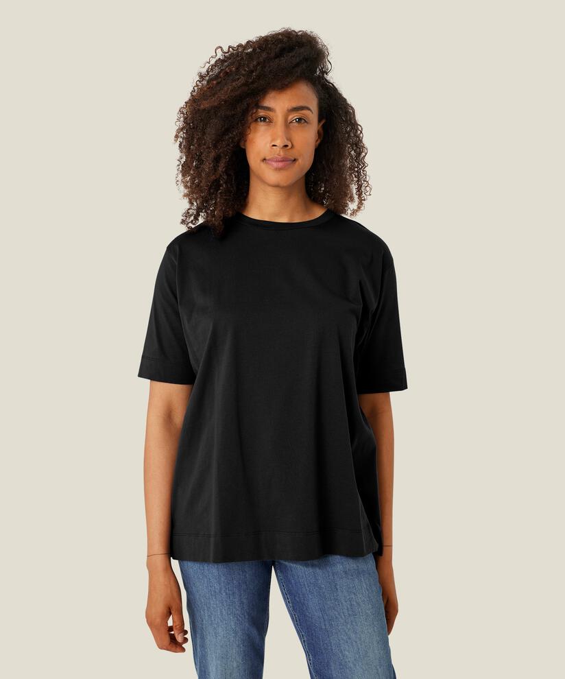 T-shirt Aus Baumwolle Mit Rundhalsausschnitt, Black