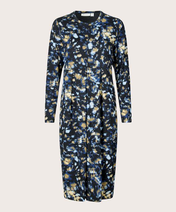 gemustertes Tulpenkleid mit Reißverschluss am Hals, Dull Gold