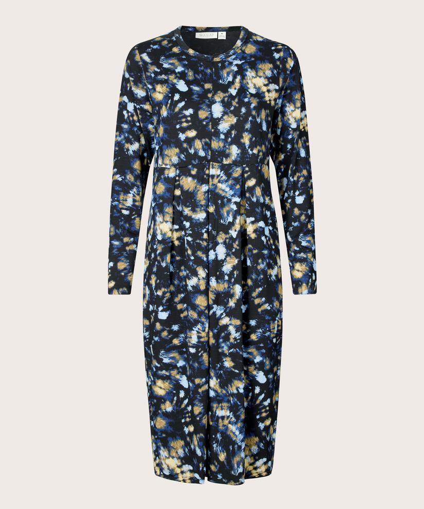 gemustertes Tulpenkleid mit Reißverschluss am Hals, Dull Gold