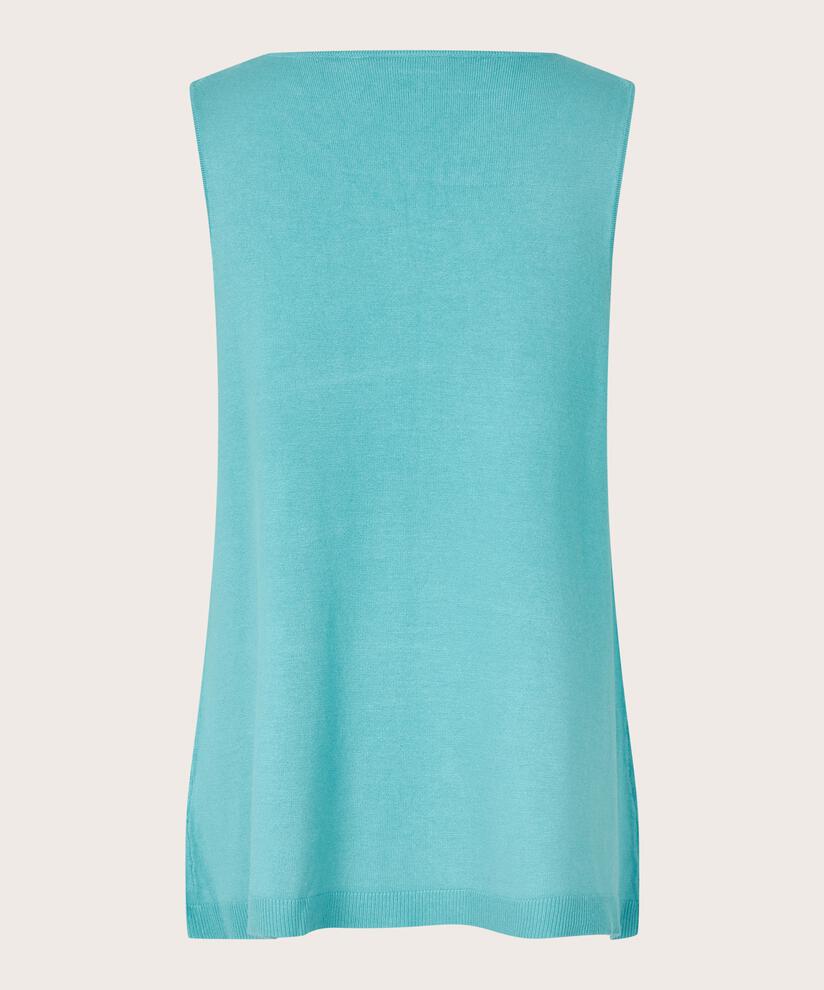 Ärmelloses Top aus Feinstrick, Aqua