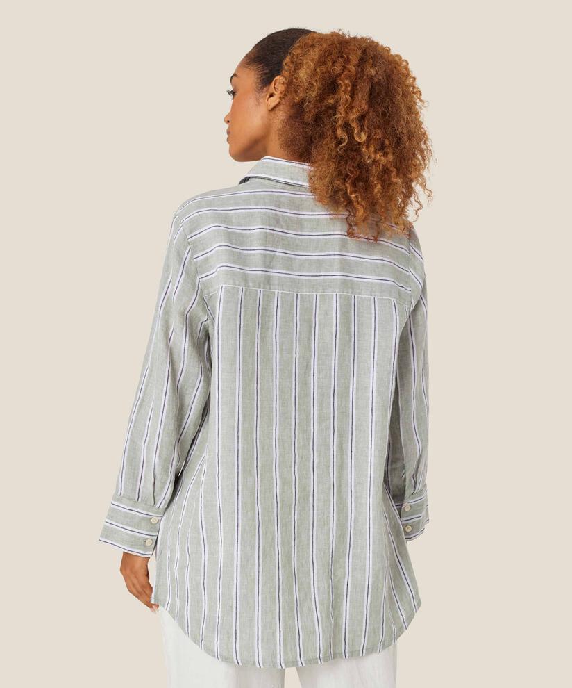 Gestreiftes Leinenhemd mit Seitenschlitz, Bog