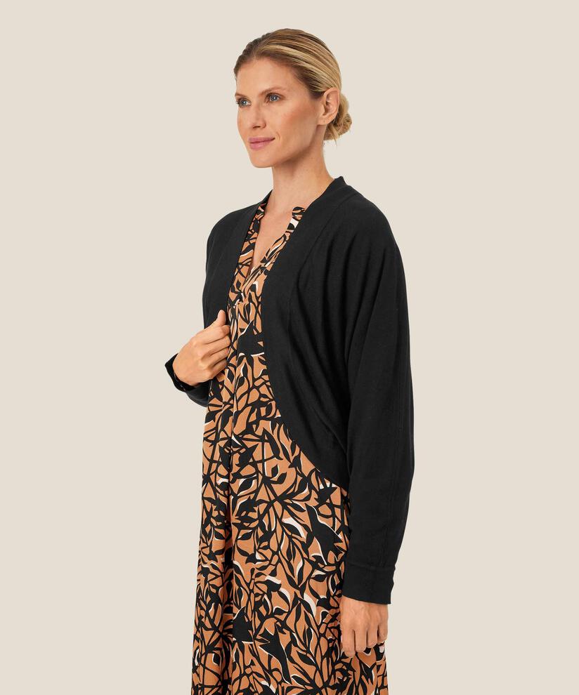 Feinstrick-Cardigan mit abgerundeter Vorderseite, Black