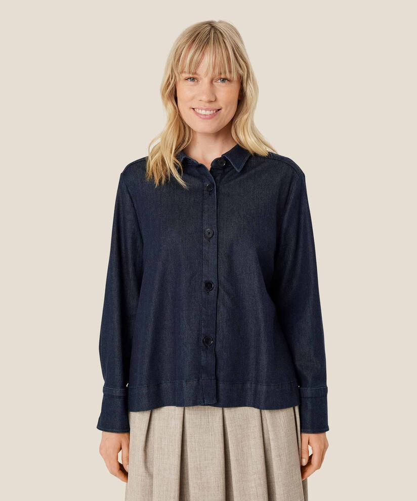 Weiches Jeanshemd mit langen Ärmeln, Dark Denim