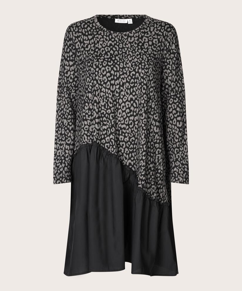 Jerseykleid mit angenähtem asymmetrischem Rock, Steel Grey