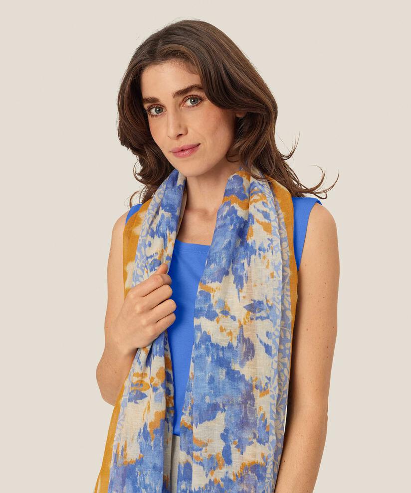 gemusterter Schal aus Leinenmischung, Nebulas Blue