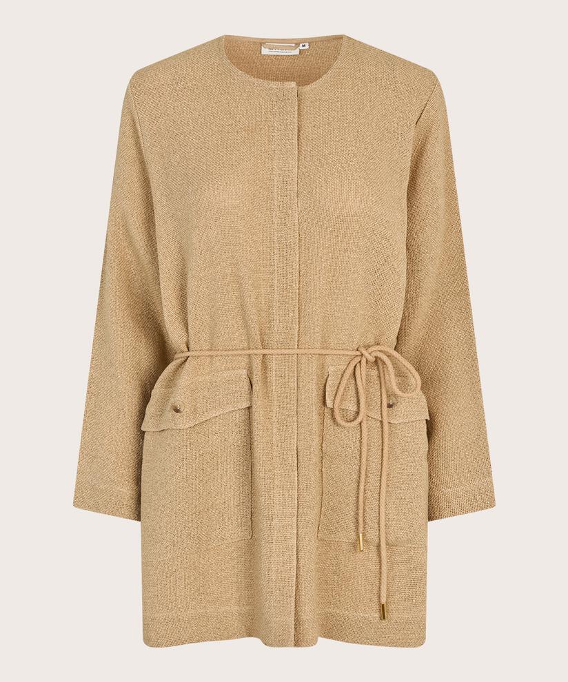 Bouclé-Jacke mit Bändern in der Taille, Safari