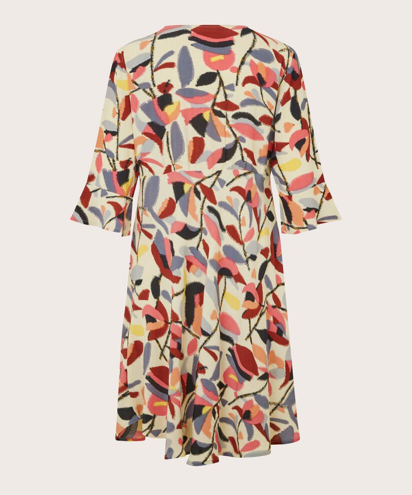 Viskosekleid mit Trompetenärmeln, Calypso Coral