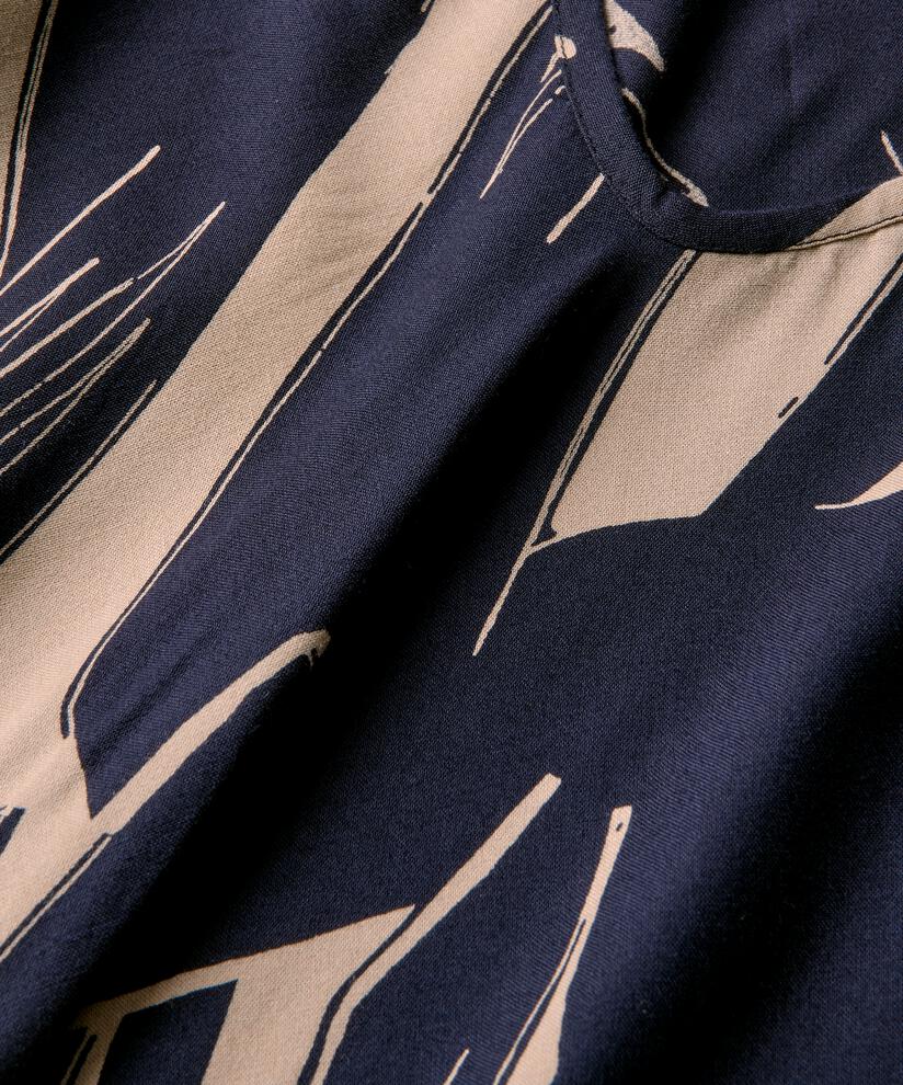 Viskosebluse mit V-Ausschnitt und langen Ärmeln, Navy Blazer