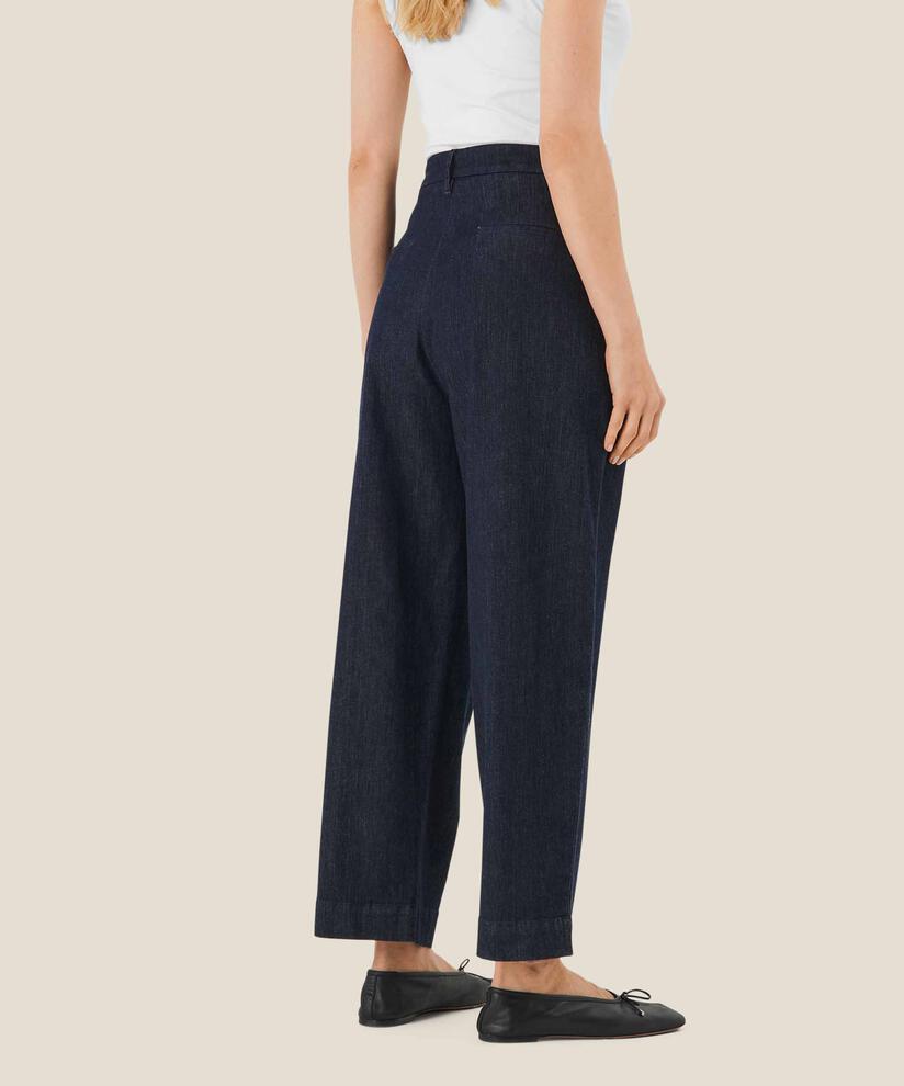 hoch taillierte Jeanshose, Dark Denim