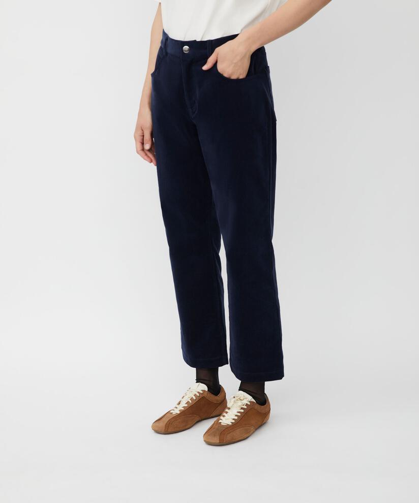 verkürzte Cordhose mit fixiertem Bund, Navy Blazer