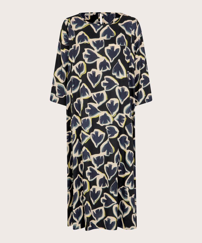 Kleid Aus Viskose Mit Knopf Am Hals, Maritime Blue