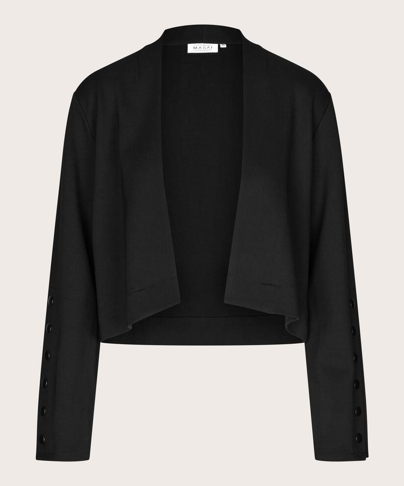 Kurze Jerseyjacke mit Knopfdetail am Ärmel, Black