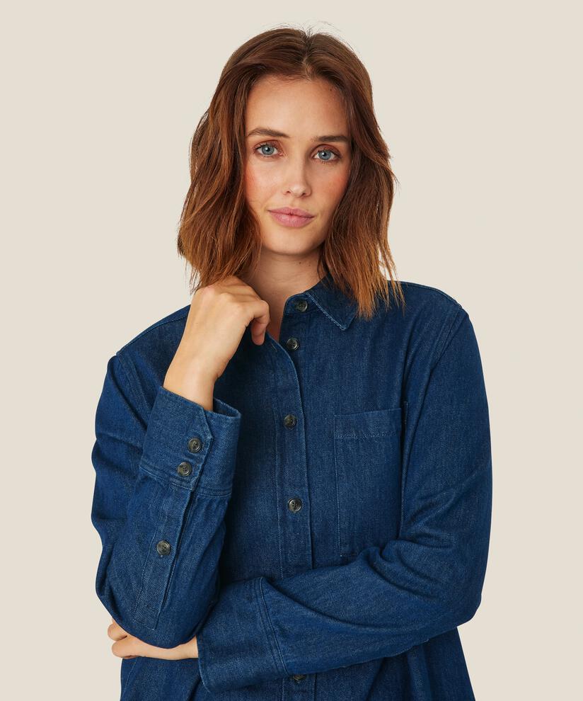Schwere Baumwollhose Mit Eingrifftaschen, Dark Denim
