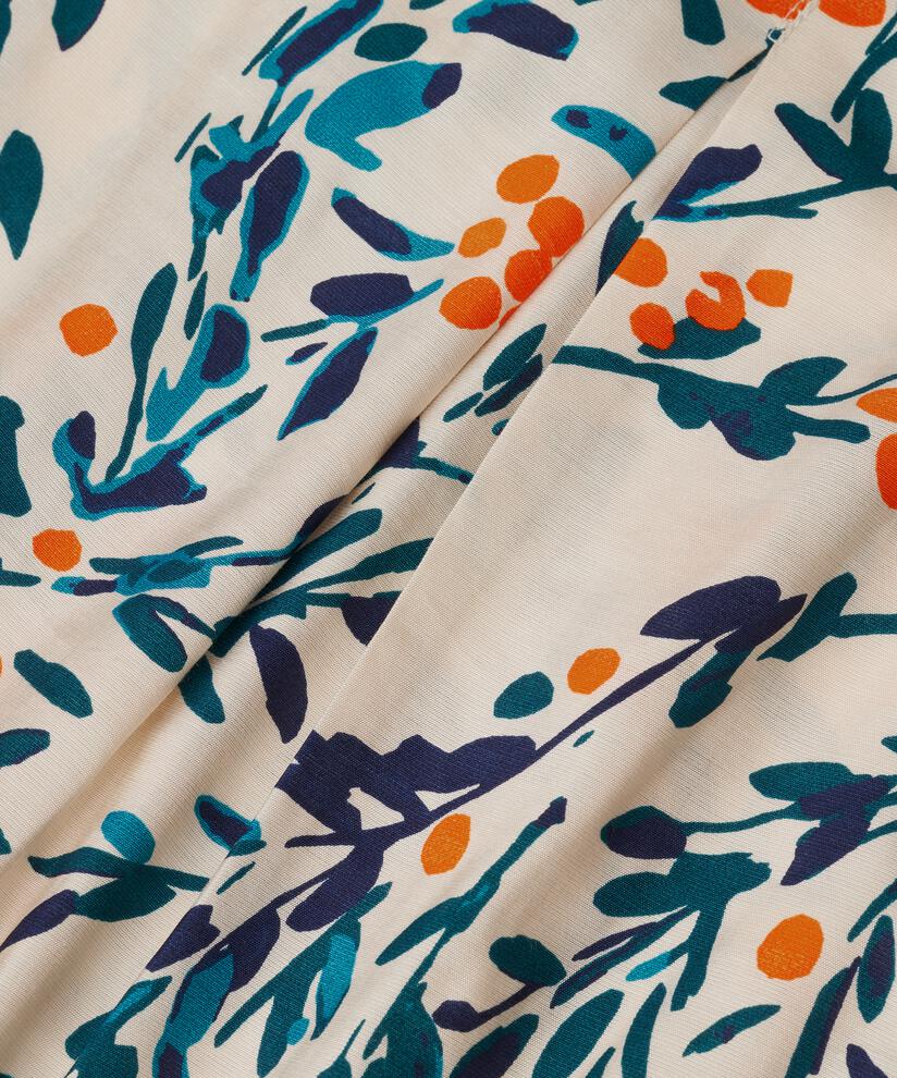 Viskosekleid mit V-Ausschnitt und Smok an den Ärmeln, Russ Orange