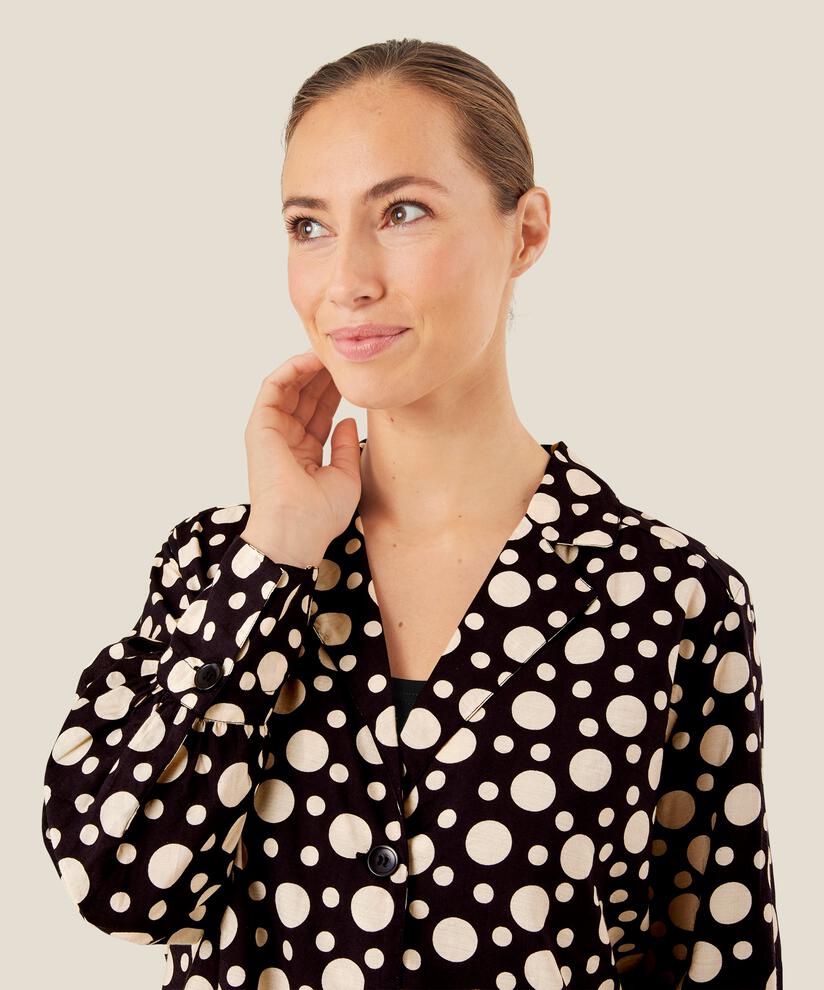 Gepunktete Hemdjacke aus Viskose, Black