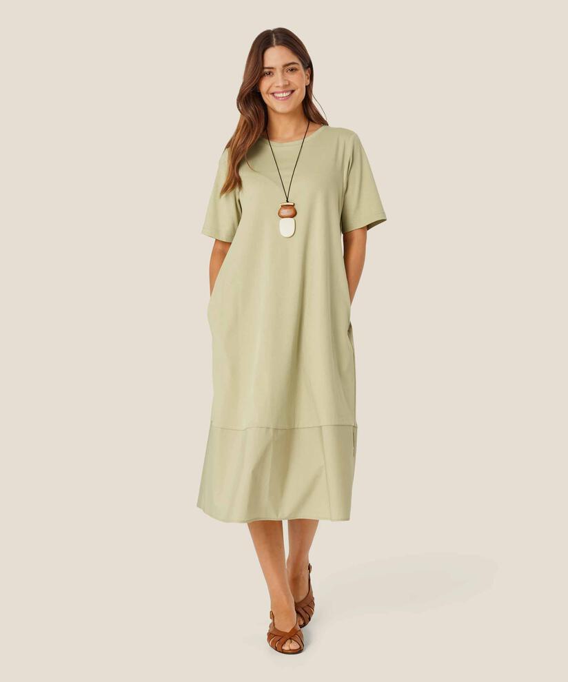 Kleid aus einem Mix aus Jersey und Baumwoll-Popeline, Bog