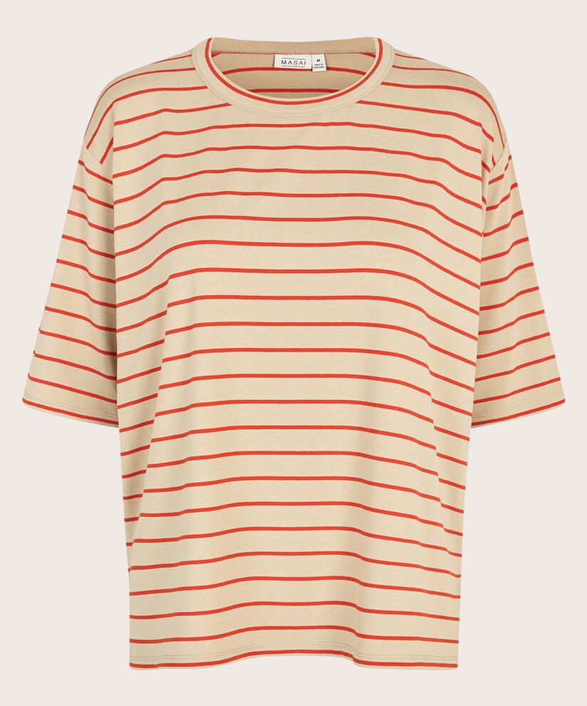 Gestreiftes T-Shirt mit Rundhalsausschnitt, Poinciana