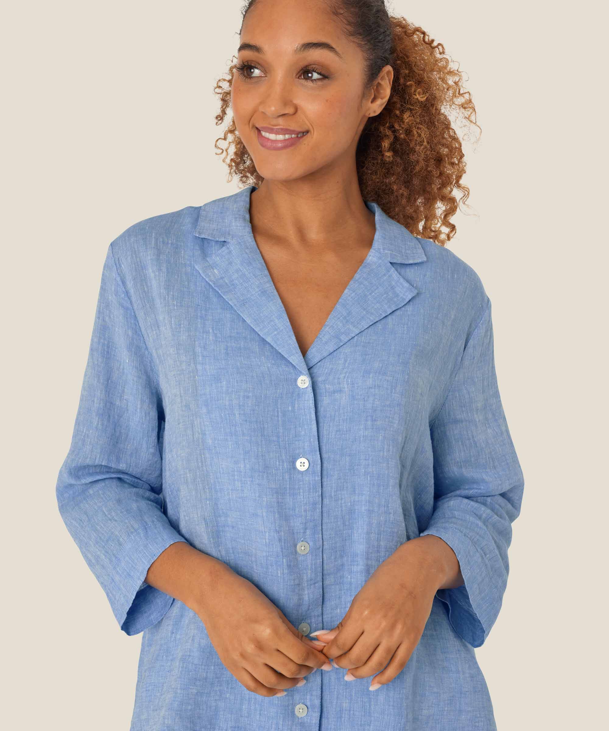 klassisches Leinenhemd mit Dreiviertelärmeln, Marina