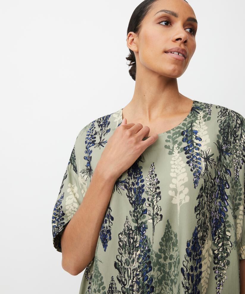 Viskosebluse mit Rüschenkante am Ärmel, Seagrass