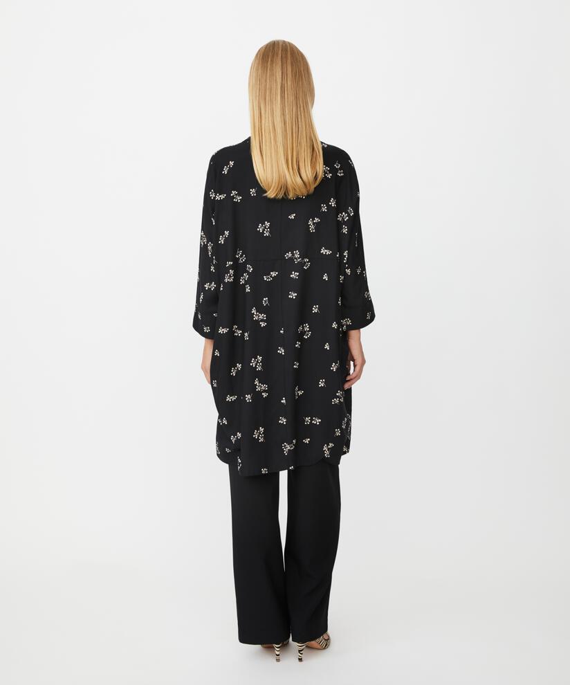 Gemustertes Hemdblusenkleid Aus Viskose, Black