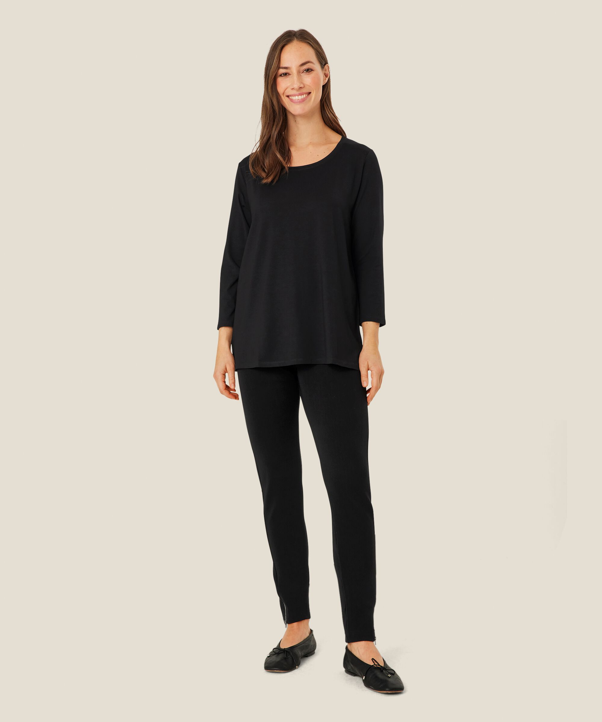 Shirt mit rundem Hals, Black