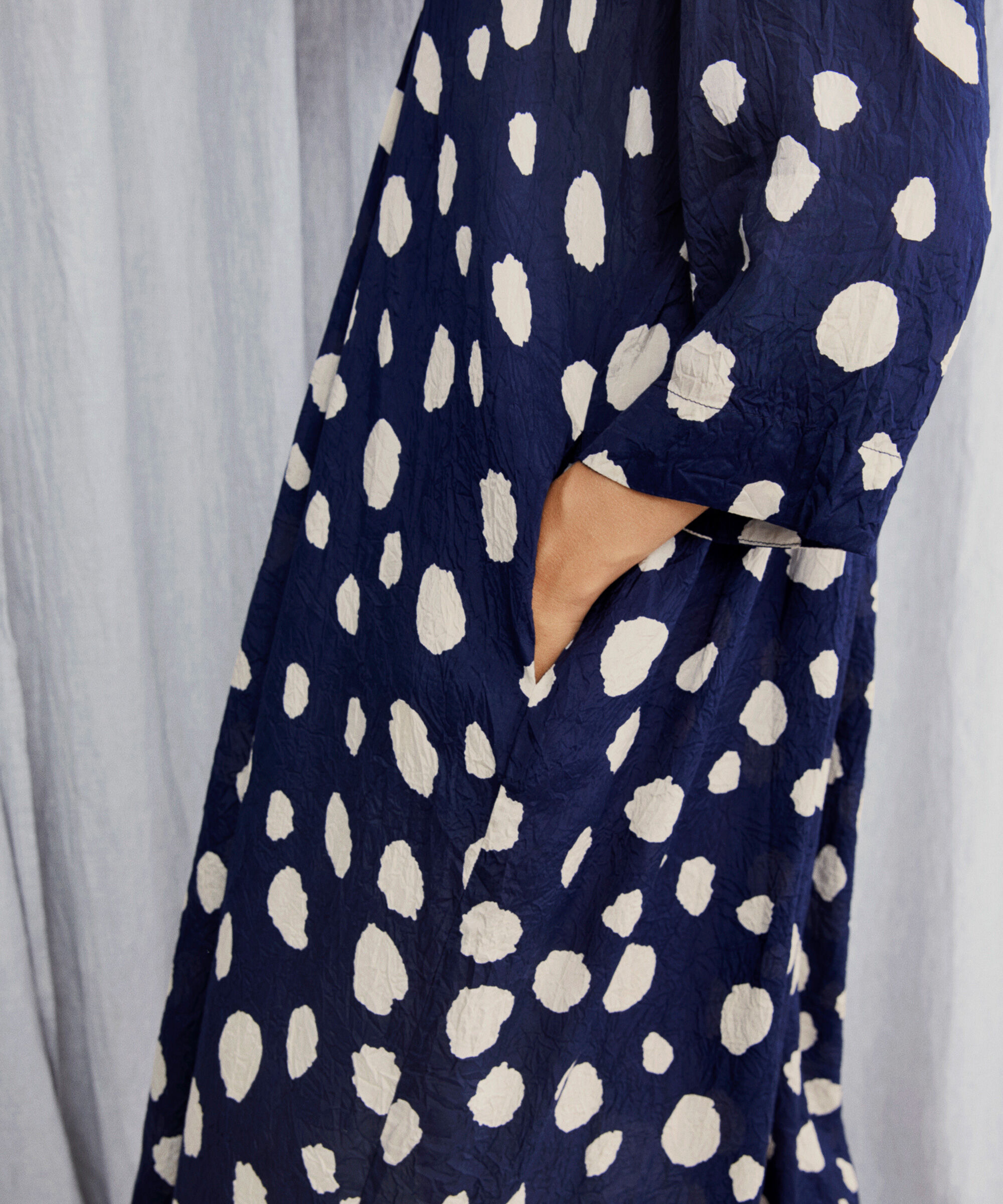 Viskosekleid Mit Dreviertelärmeln, Maritime Blue