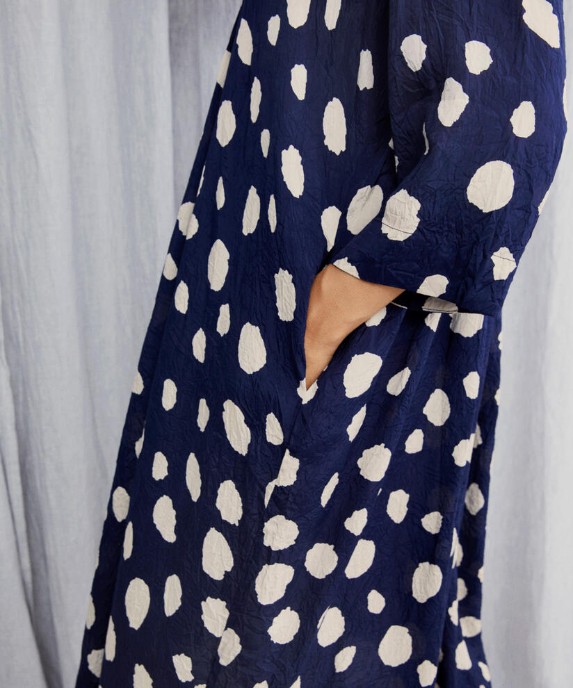 Viskosekleid Mit Dreviertelärmeln, Maritime Blue