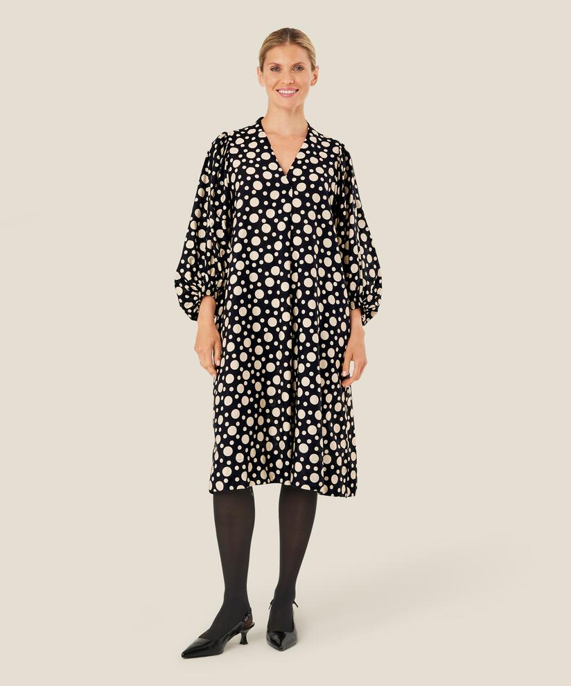 Kleid mit voluminösen Ärmeln und Eingrifftaschen, Black