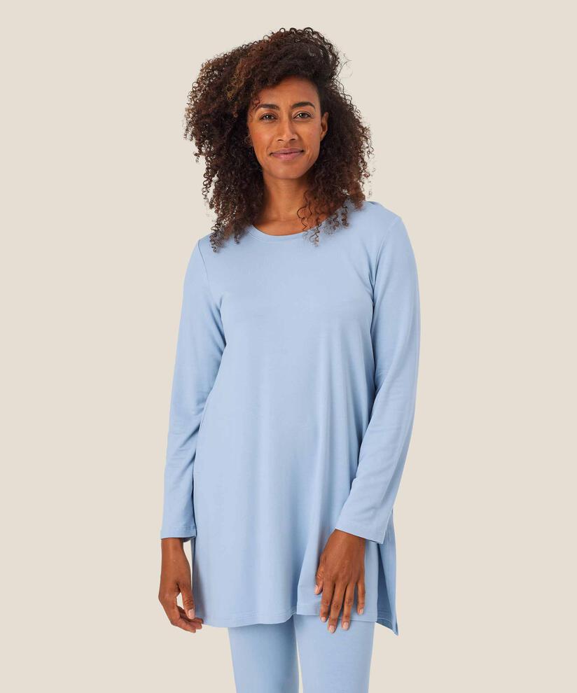 JERSEY-Tunika mit langen Ärmeln, Blue Fog