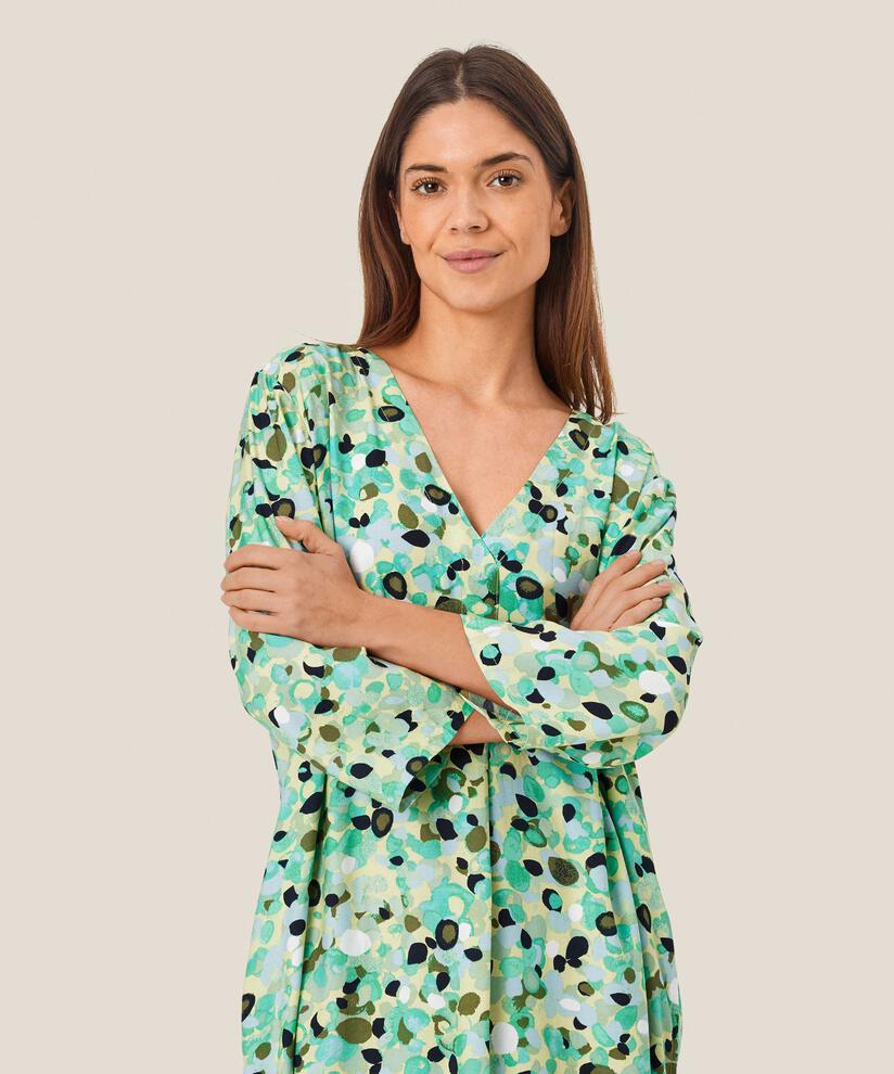 Viskosekleid mit V-Ausschnitt und Eingrifftaschen, Winter Green
