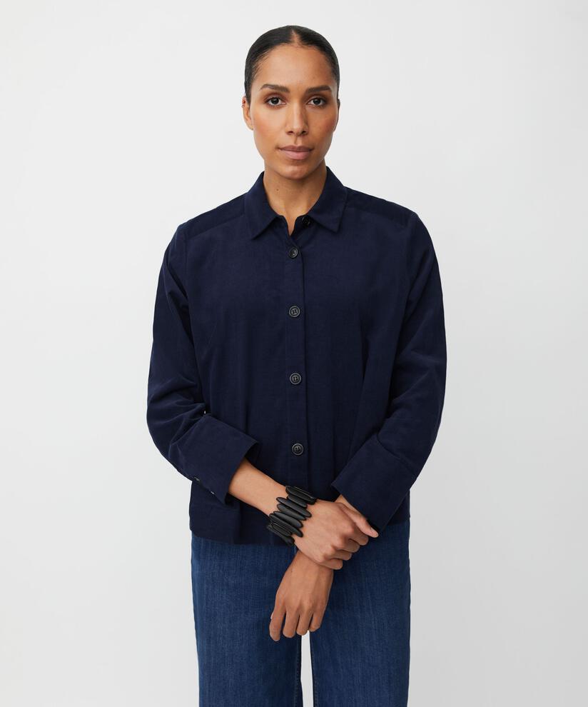 Samthemdjacke mit Kragen, Navy Blazer