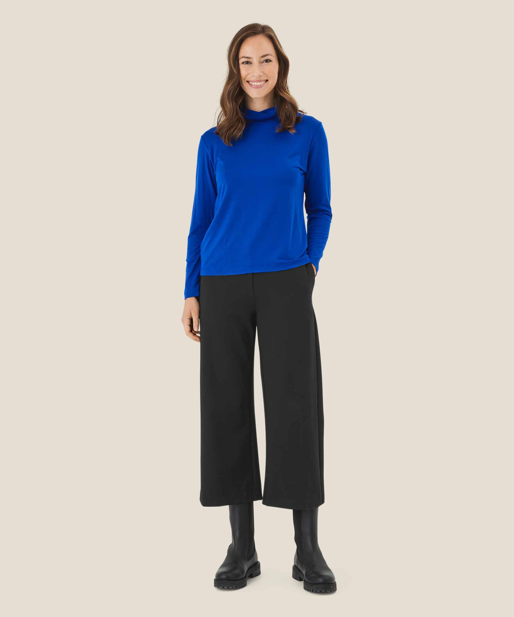 Schwere Jerseyhose mit weitem Bein, Black