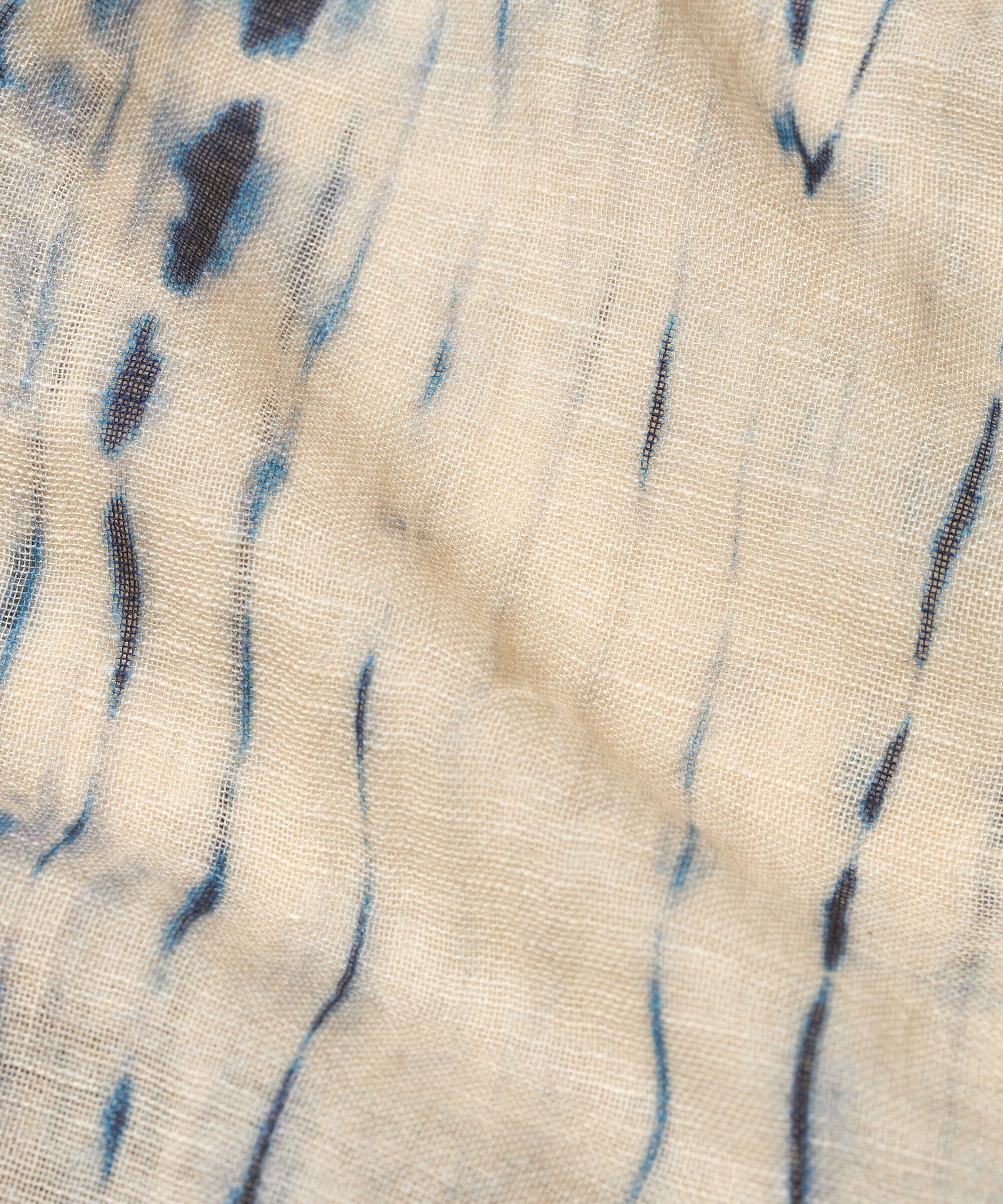gemusterter Schal aus Leinenmischung, Mood Indigo
