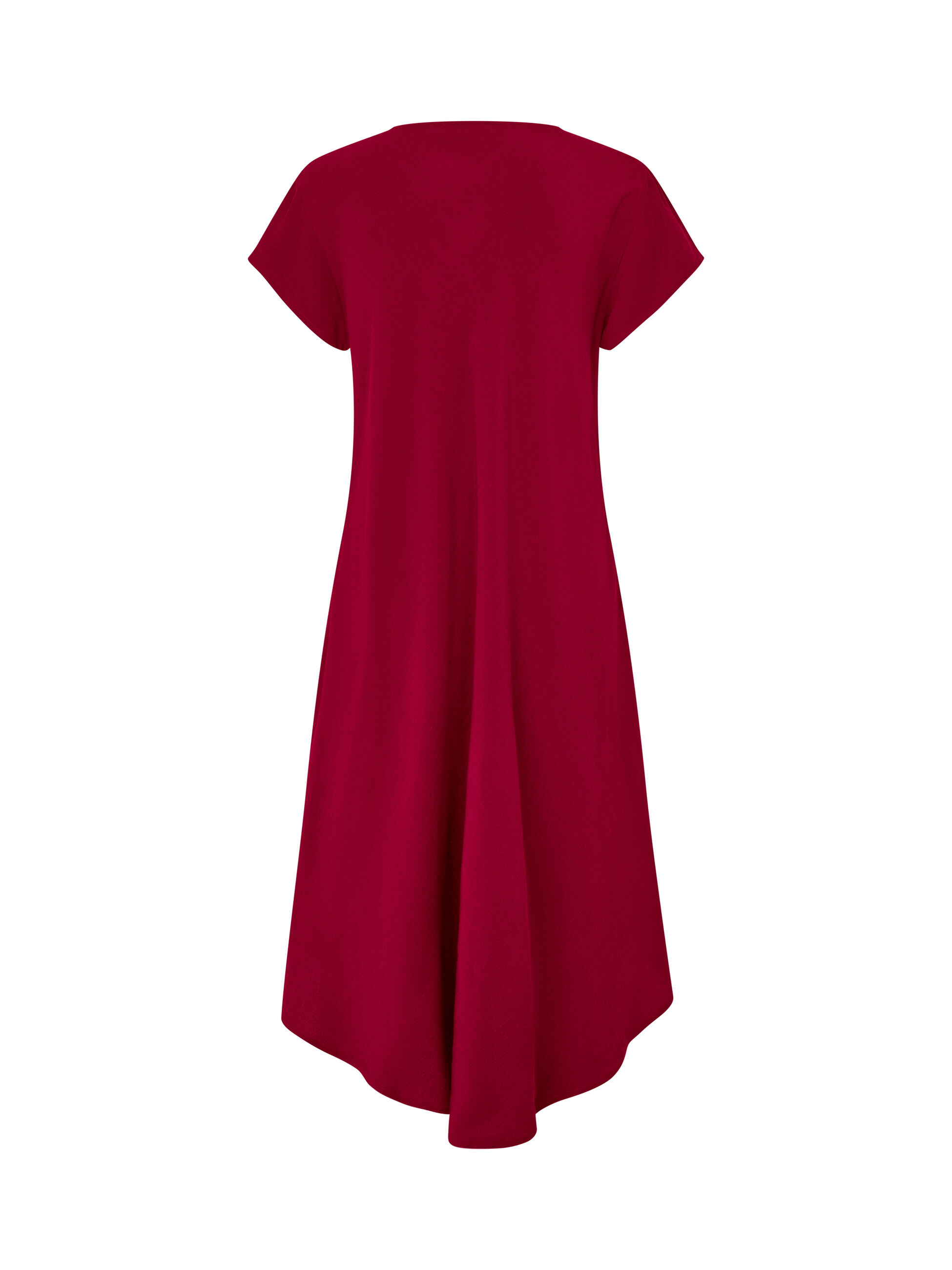 Viskosekleid mit kurzen &Auml;rmeln und V-Ausschnitt, Beet Red