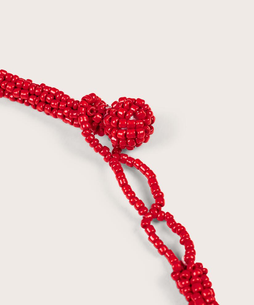 Statement-Halskette mit orangeroten Perlen, Orange com