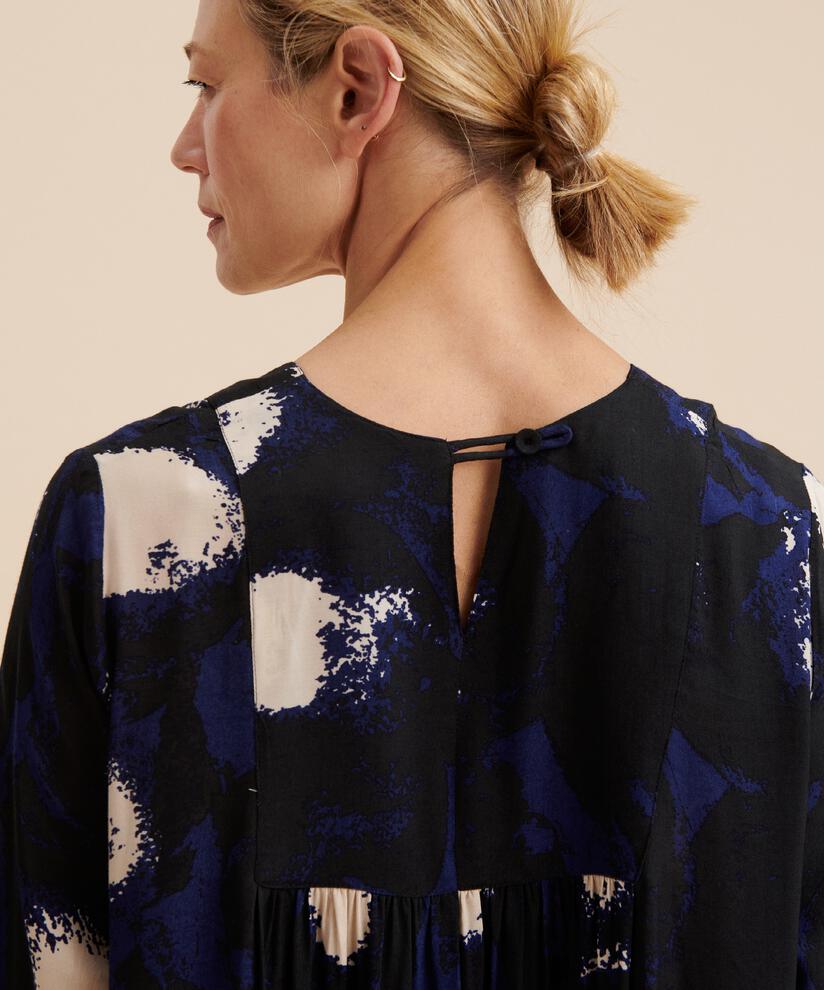 VISKOSEKLEID MIT DREVIERTELÄRMELN, Maritime Blue