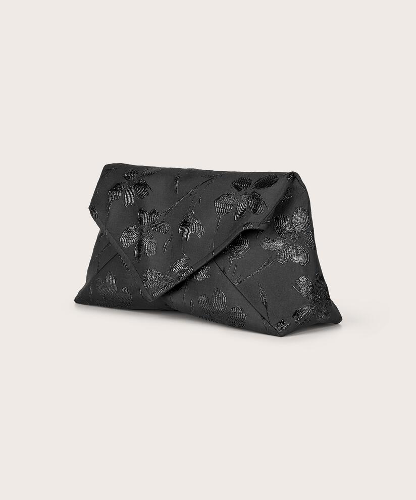 Tasche mit gestickten Blumen, Black