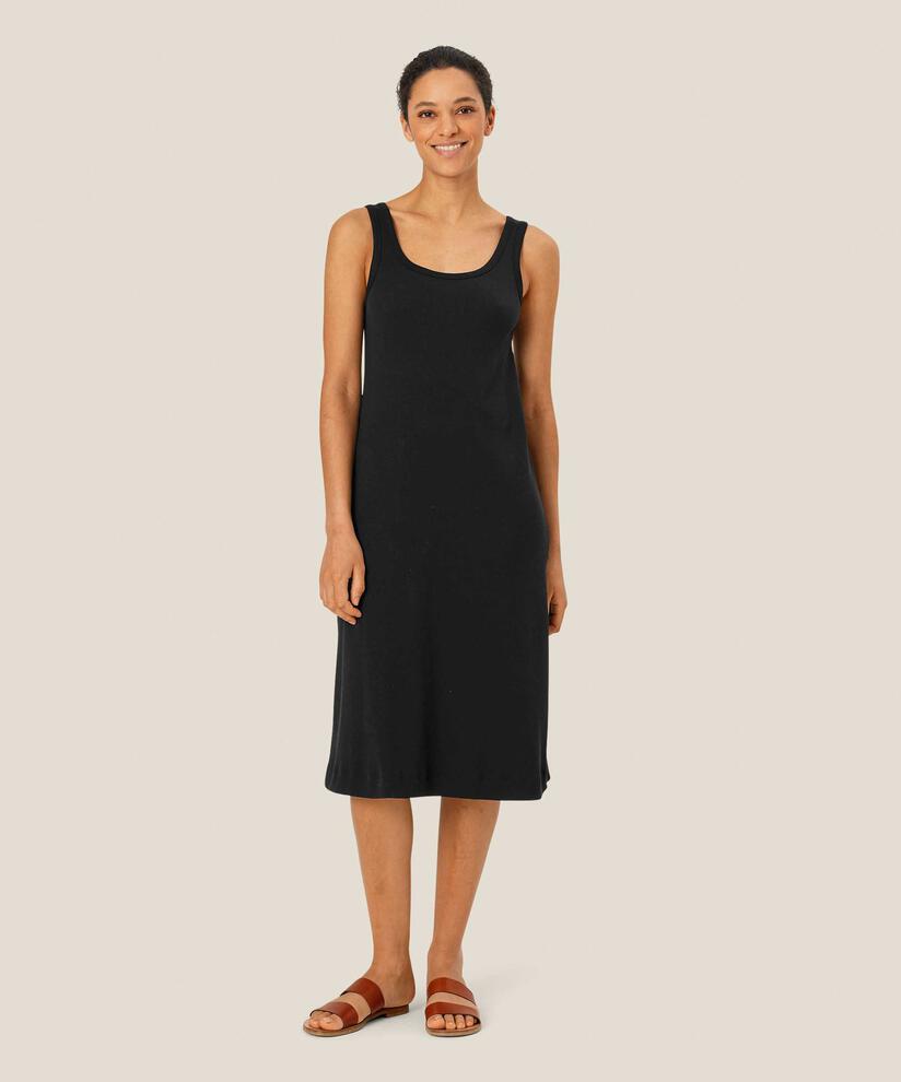 Trägerkleid aus weichem Jersey mit tiefem Ausschnitt, Black