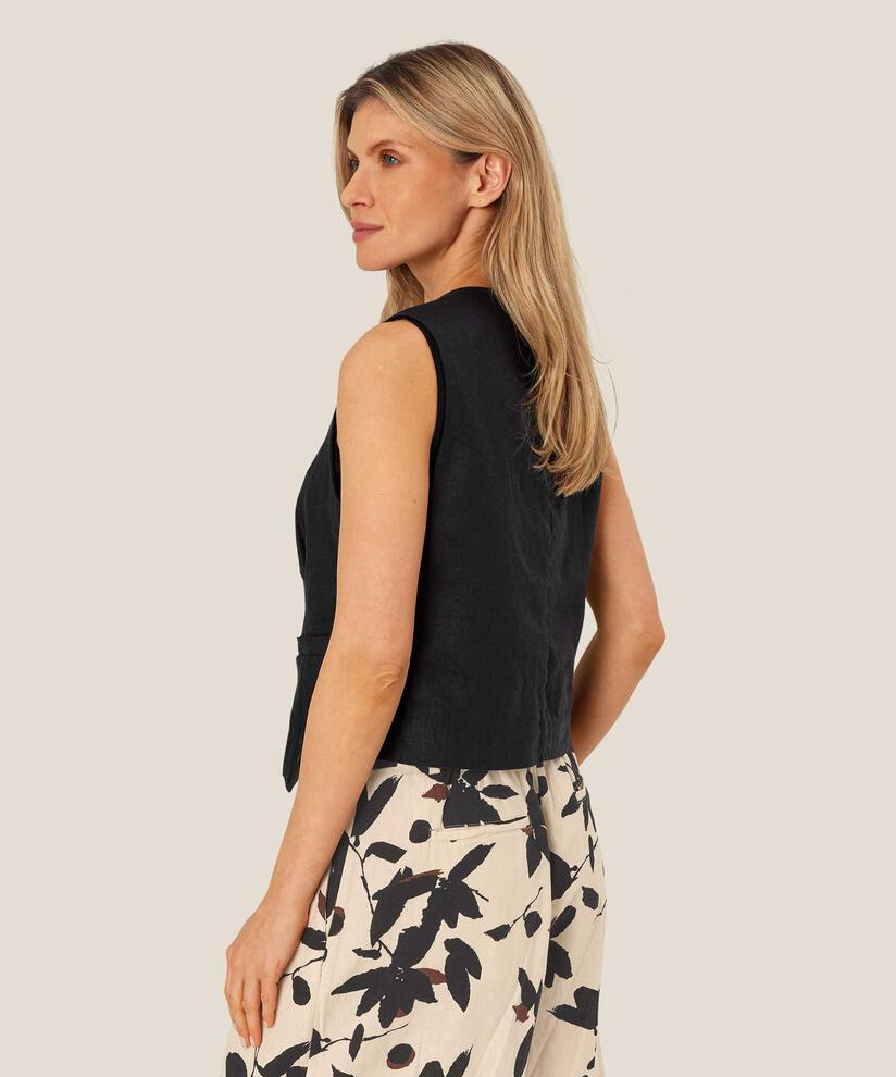 feminine Weste aus Leinen, Black