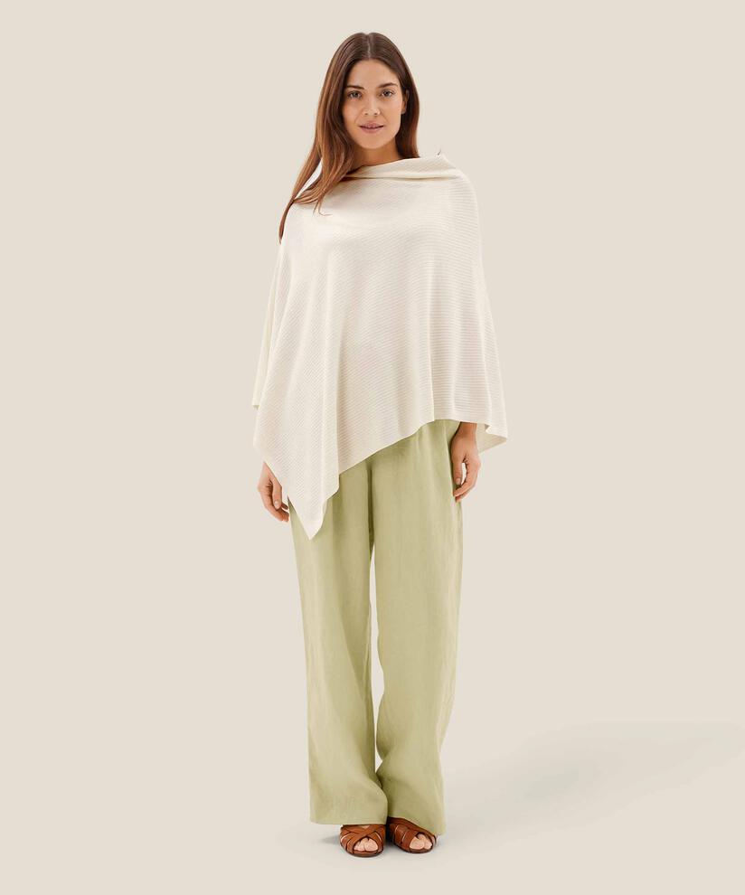 Gestrickter Poncho mit asymmetrischem Boden, Jet Stream