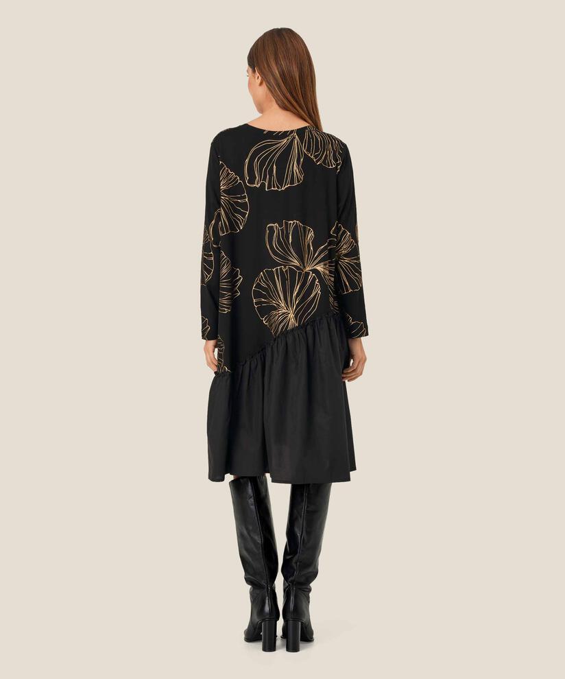 Kleid aus schwerem Jersey mit Golddruck, Gold