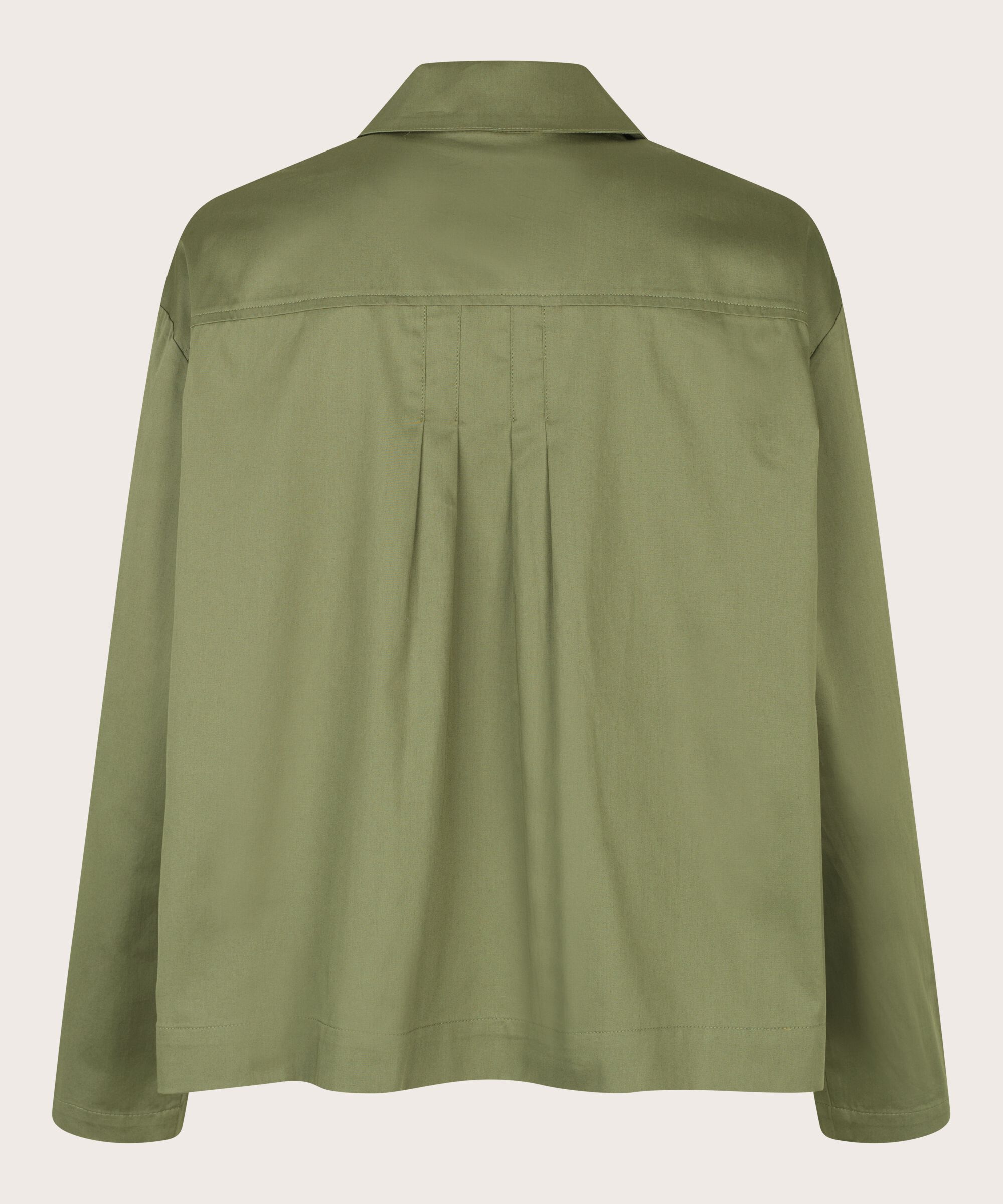 Hemdjacke aus Baumwolle mit Drapierungen, Loden Green