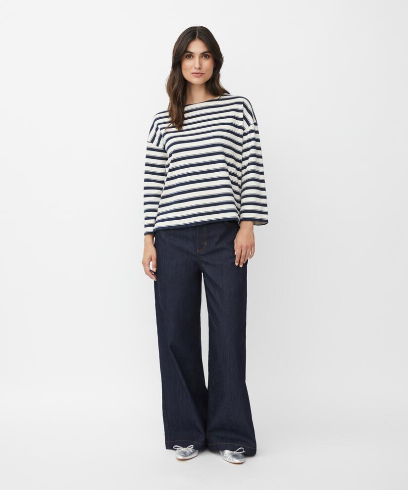 Jeans mit Stretch und Weite an den Beinen, Dark Denim