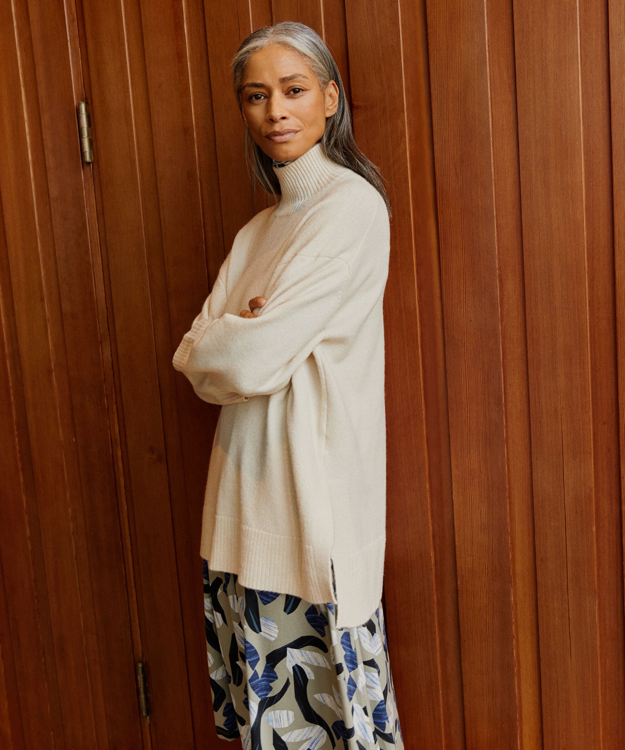 Pullover mit Rollkragen und Seitenschlitz, Whitecap