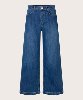 Jeans mit Stretch und weitem Bein, Blue Denim