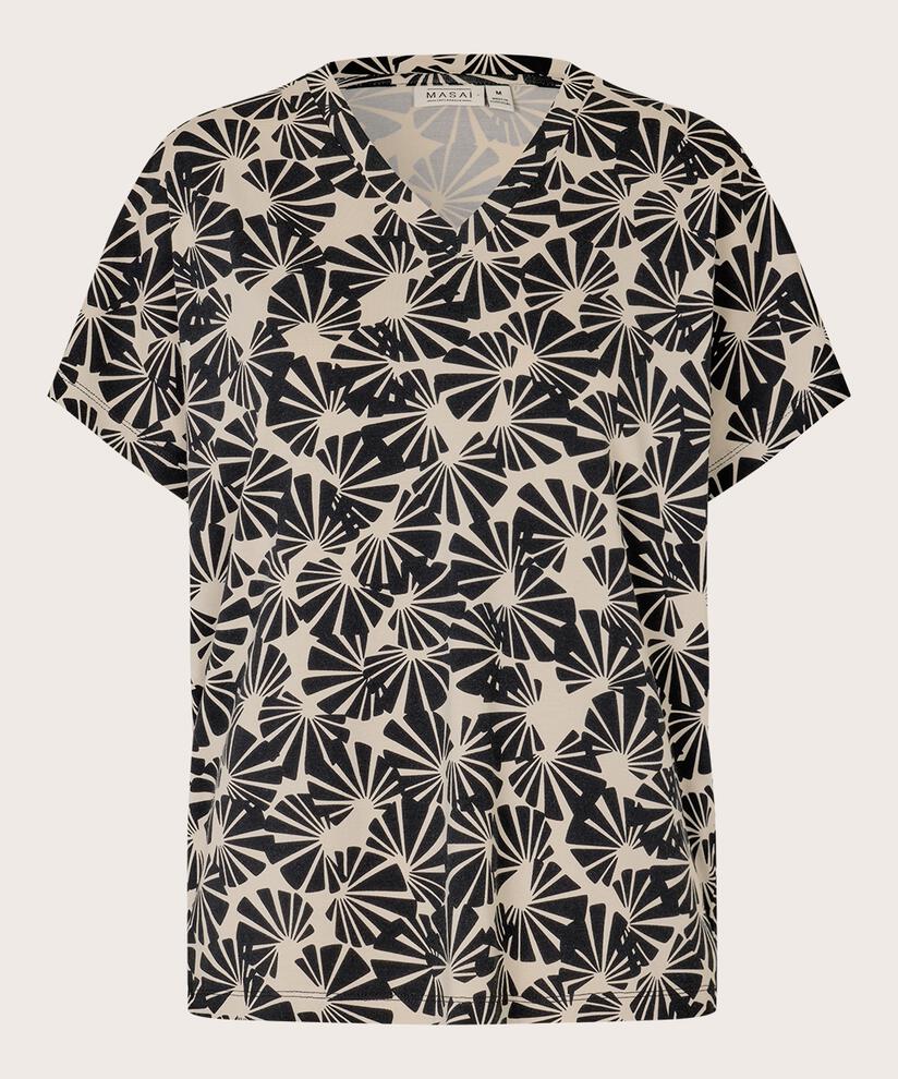 Bedrucktes T-Shirt mit V-Ausschnitt, Fog
